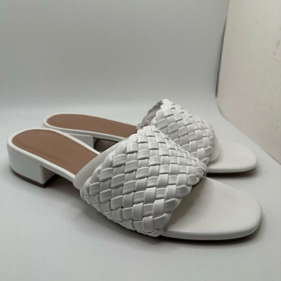 CUSHIONAIRE Women's woven low block heel sandal +Memory Foam 8.5 WHITE - Picture 1 of 7